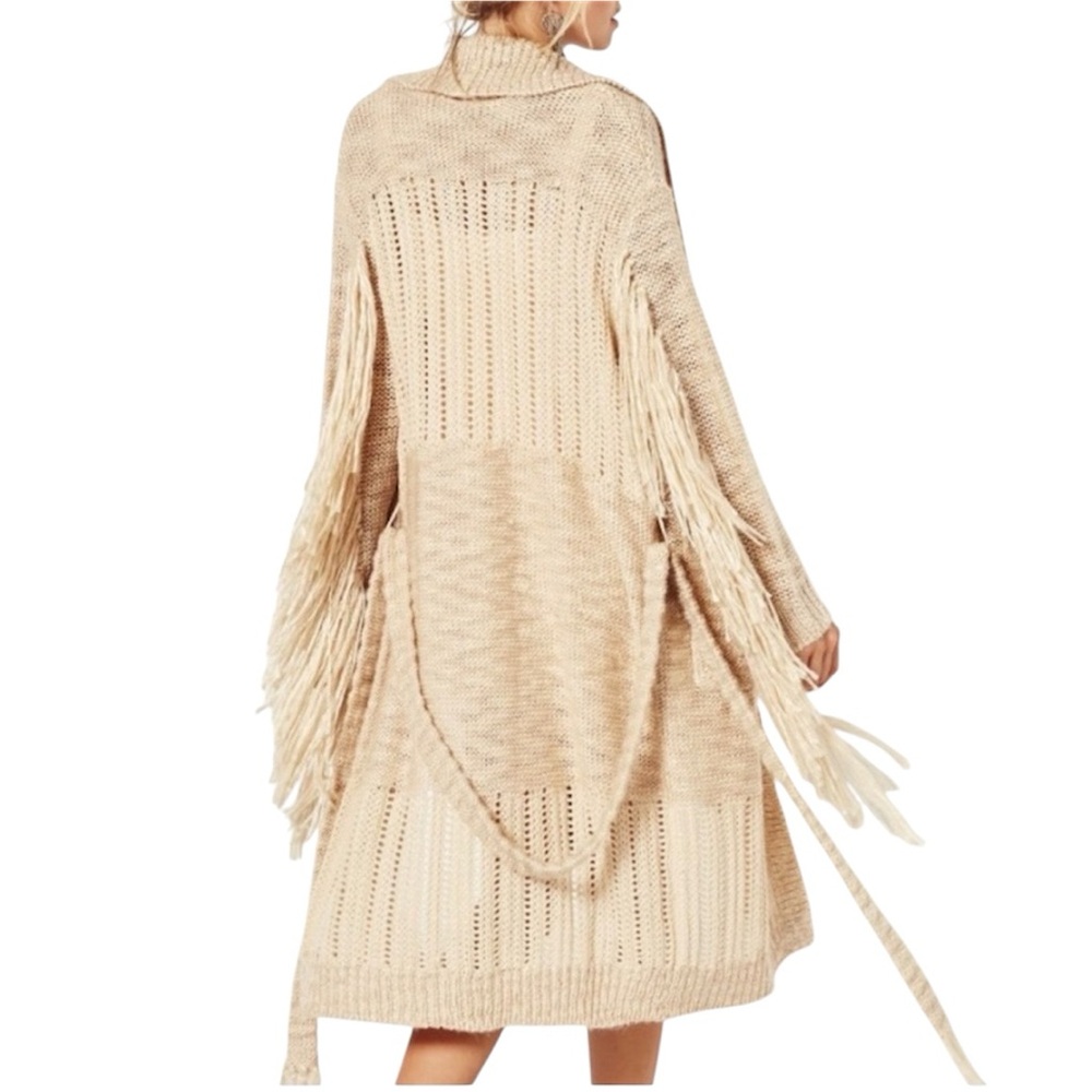 SPELL & The Gypsy Cozy Corner Cardigan Fringe Sleeve Mohair Cashmere Wool S/M